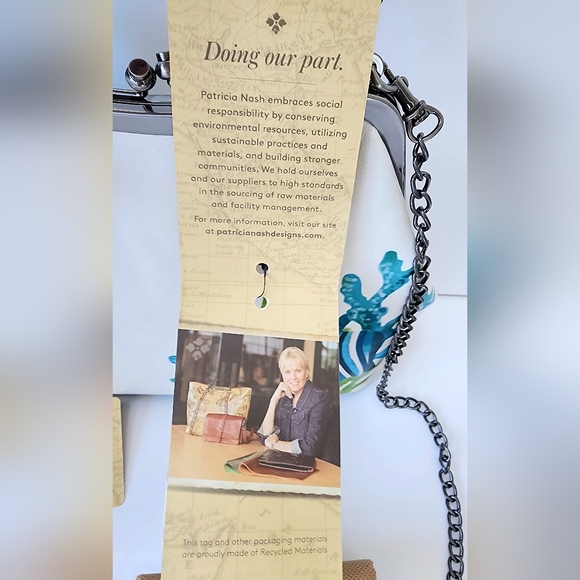 Patricia Nash Framed Laureana Striped Fish Spot Print Bag & Scarf NWT - Picture 9 of 11